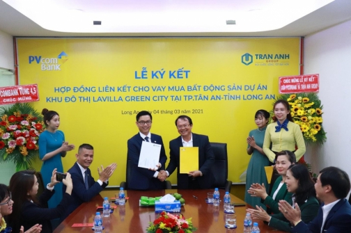 Lễ ký kết hợp tác tài trợ tín dụng vay vốn tại dự án Lavilla Green City giữa PVcomBank và Trần Anh Group